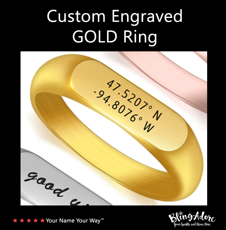 Gold Custom Engraved Ring - Bling Adore 