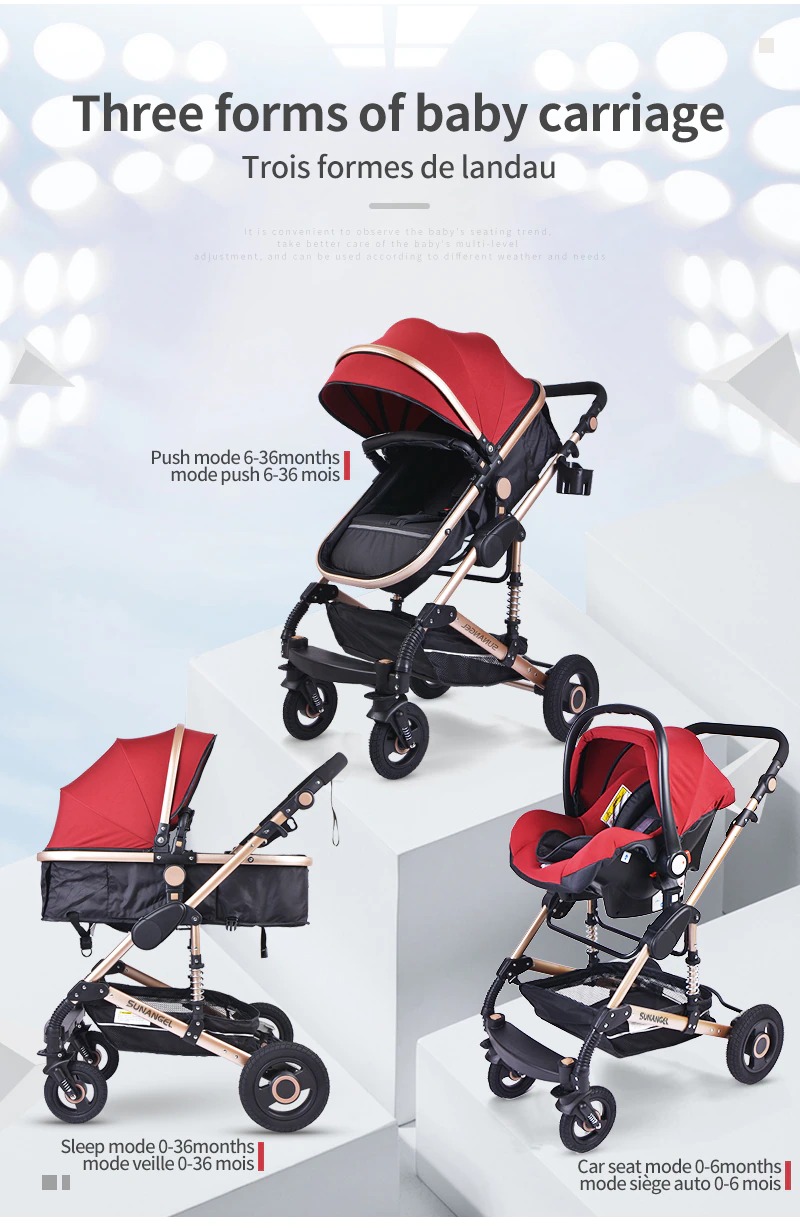 Luxurious baby stroller and car seat combo 3 in 1 newborn carriage