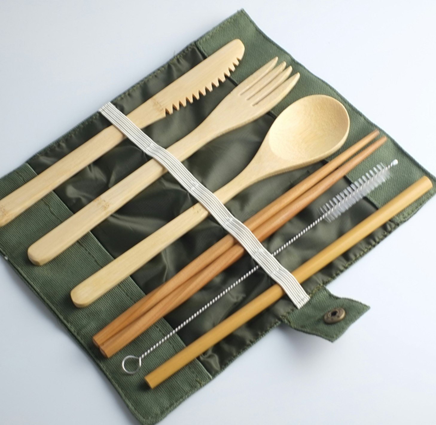 Bamboo Travel Utensil Set - Organic Cotton