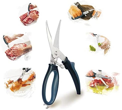 SimCoker Poultry Shears, Heavy Duty Kitchen Shears With Anti-Slip Handle &  Safety Lock, Poultry Scissors for Meat, Chicken, Bone, Poultry, Spring