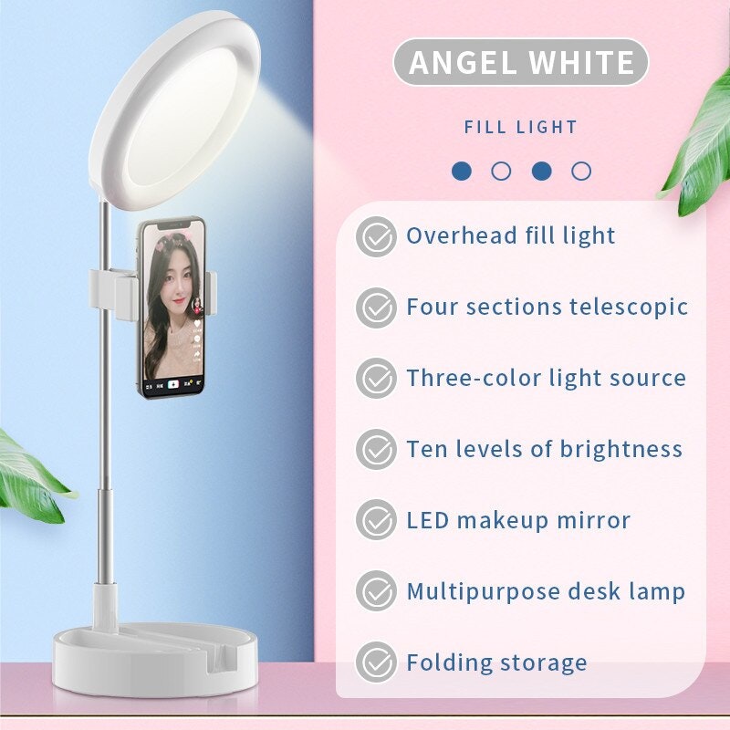 Ring light pour selfie, maquillage, éclairage de bureau avec