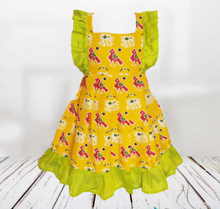 Shop Daffodil angrakha handprinted dress  The Secret Label  Long dress  design Long kurti designs Dresses