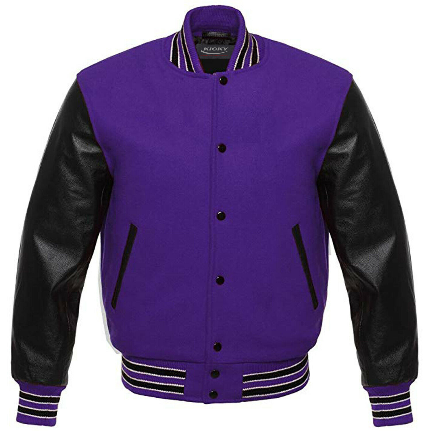 Varsity Letterman Baseball Bomber Jacket, 100% Melton Wool Body