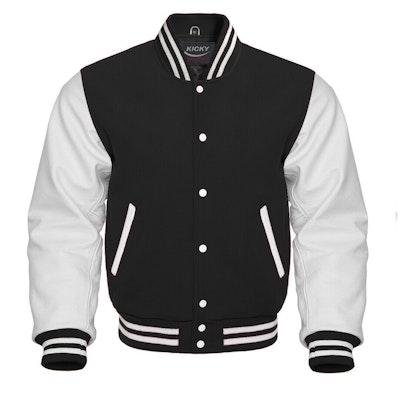 Varsity Base Black Wool Body & Black Leather Sleeves Letterman Jacket