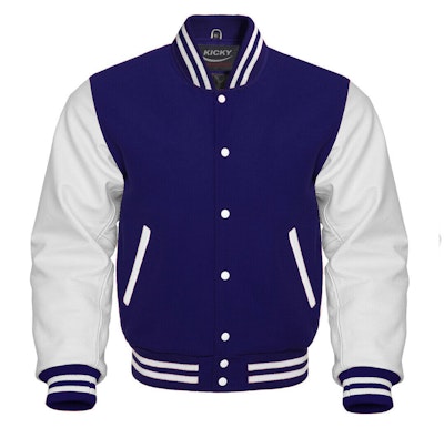 Varsity Base Men's Letterman Jacket Royal Blue Wool & White
