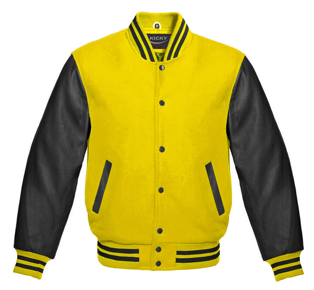 Leather sleeve cheap baseball jacket