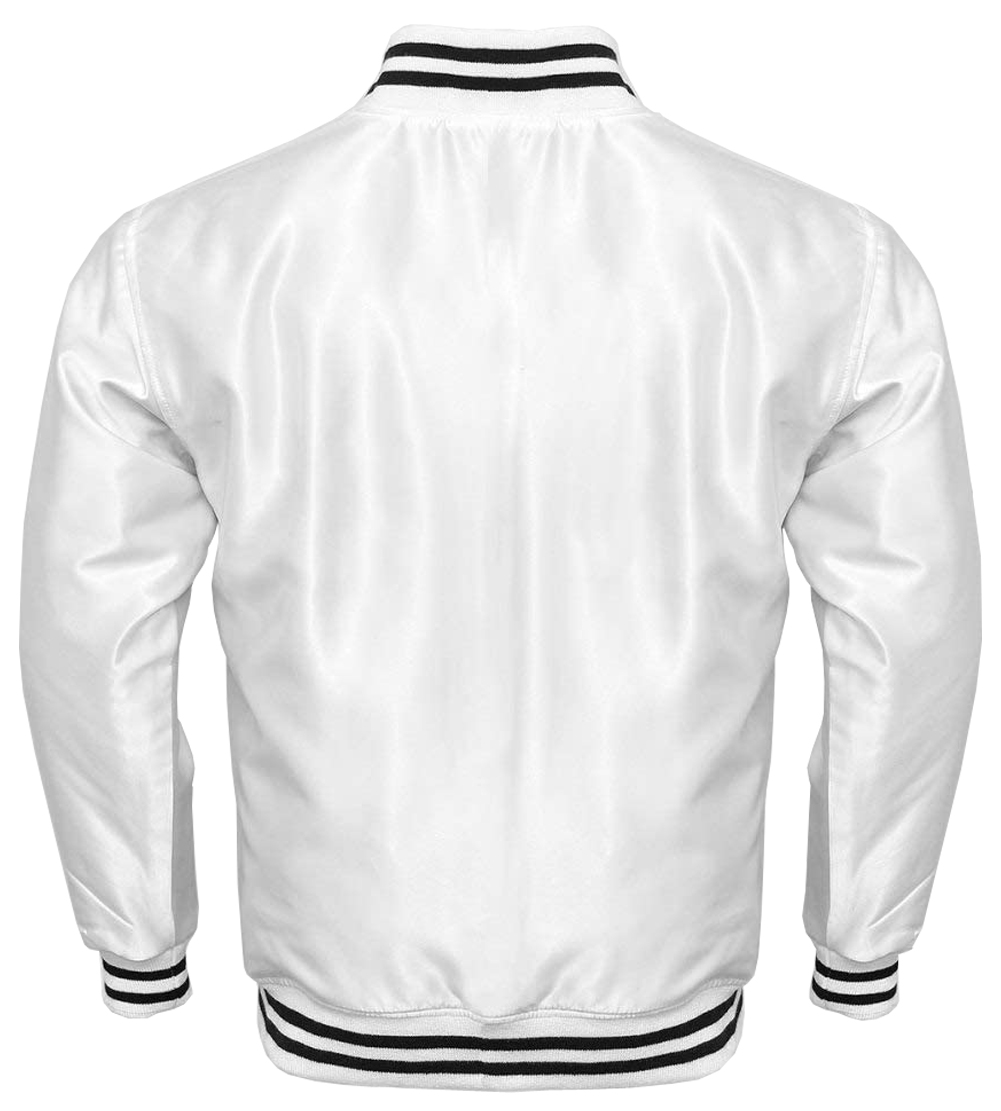 White satin shop baseball jacket