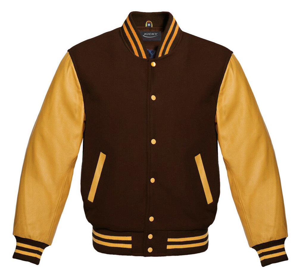 Varsity Letterman Baseball Bomber Jacket, 100% Melton Wool