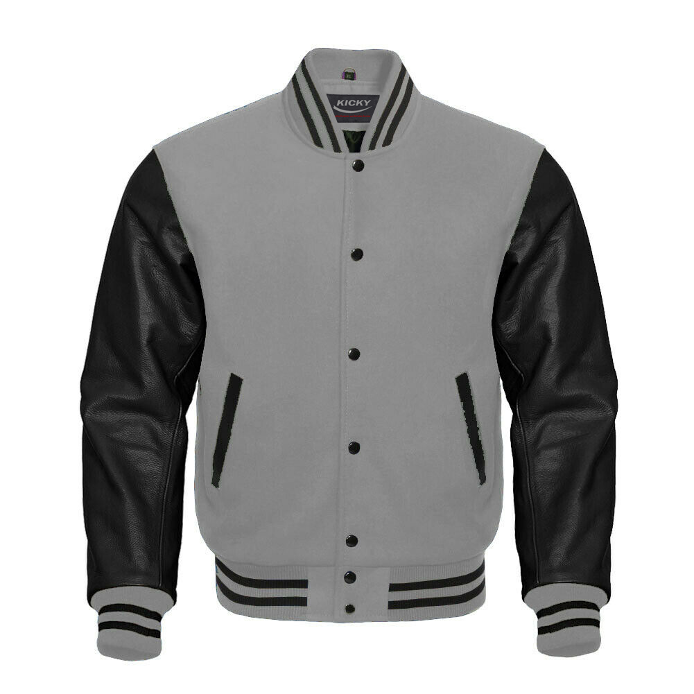 grey wool varsity jacket