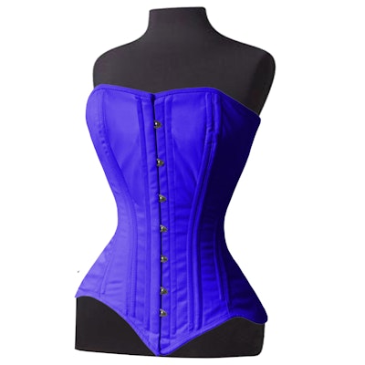 Very Strong Fully Steel Boned Overbust Cotton Corset, Long Torso Design,  Heavy Duty blue color - buy varsity jackets, corsets, letterman jackets,  bomber jackets, steel boned corsets, sporting goods, sportswear