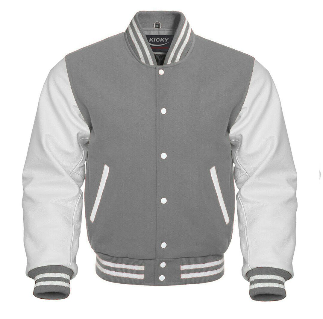 Men's Varsity Jacket, Wool and Faux Leather Sleeve Blend, Letterman Baseball  High School College Bomber Jackets - Mready