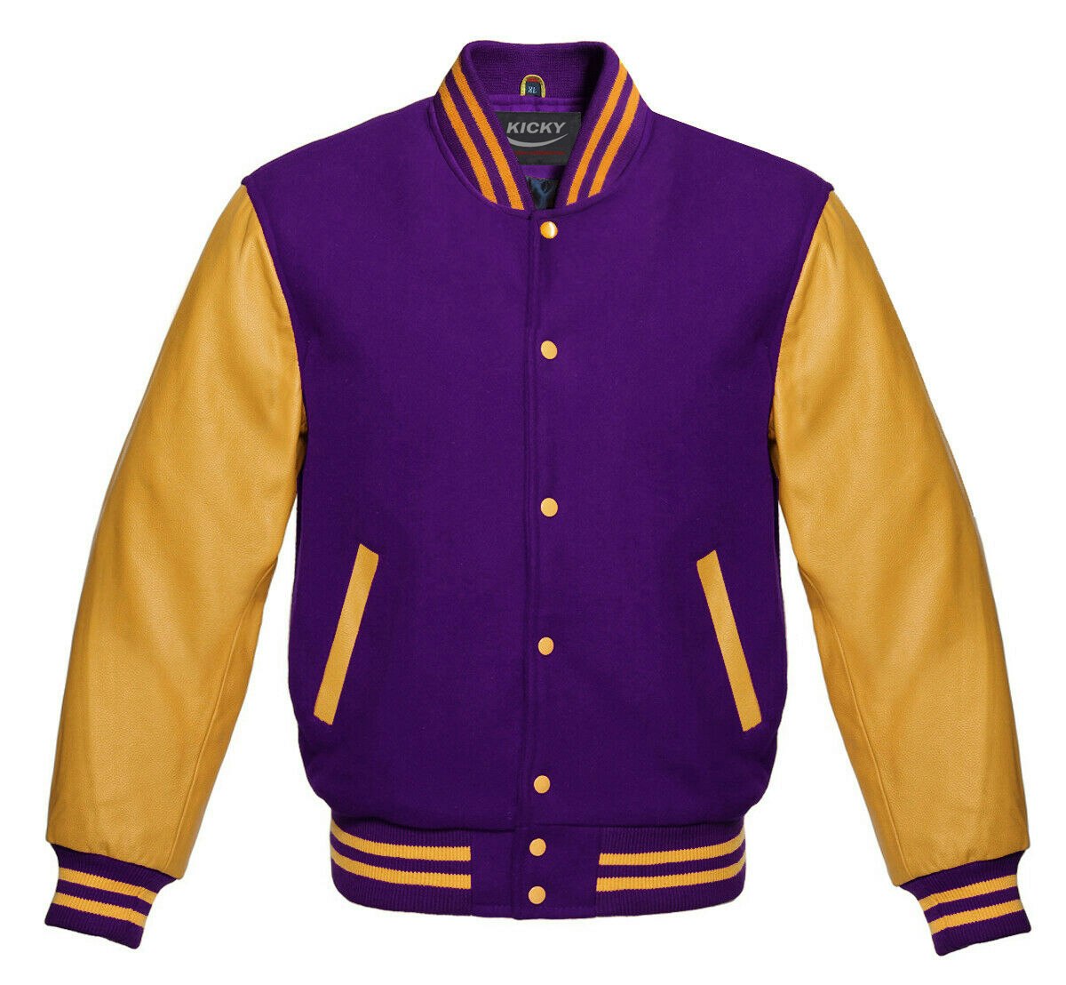 Black Wool Purple Sleeve Varsity Jacket Letterman Baseball Bomber College  Jacket