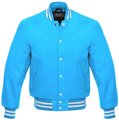 BOMBER JACKET WITH PATCH - Sky blue