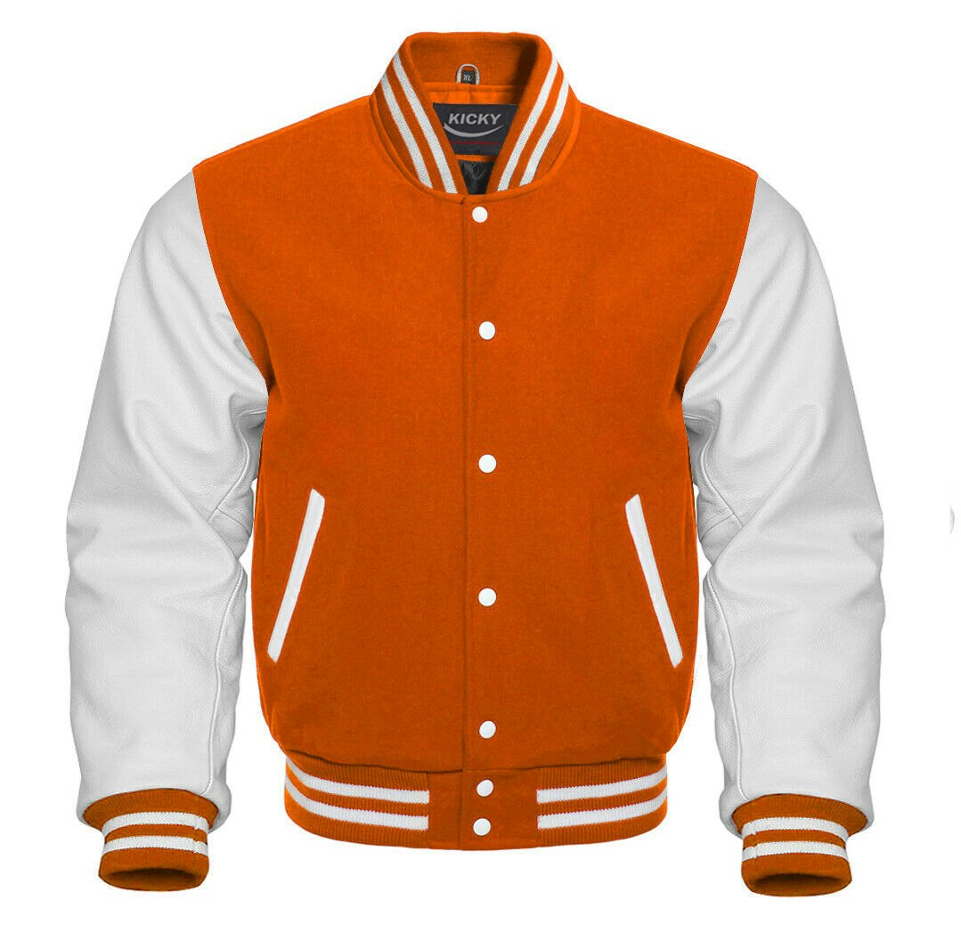 Wool Body American Style Leather Varsity Jacket Letterman Baseball Bomber  Jacket