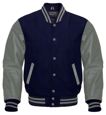 Lishow Fashion Varsity Hoodie Jacket For Baseball Letterman Bomber School  Of Royal Blue Wool and Genuine Grey Leather Sleeves at  Men’s  Clothing