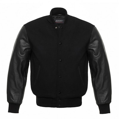 Black Quilted Leather Bomber Varsity Letterman Jacket