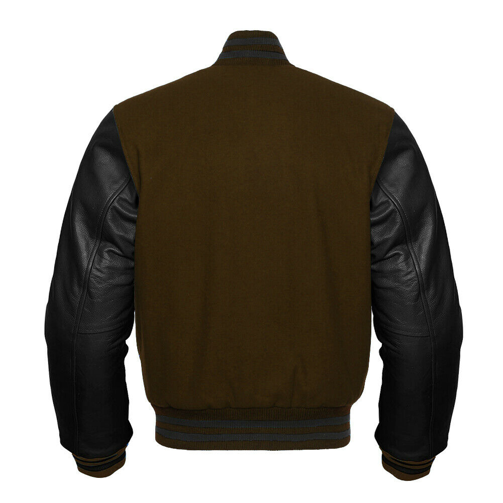 Varsity Letterman Baseball Bomber Jacket, 100% Melton Wool Body