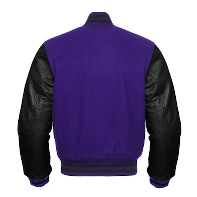 Lishow Fashion Varsity Jacket Baseball Letterman Bomber School Collage  purple Wool and Genuine Green Leather Sleeves at  Men’s Clothing store