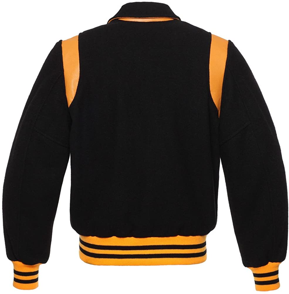 Retro Varsity Letterman Bomber Jacket, 100% Melton Wool Body 