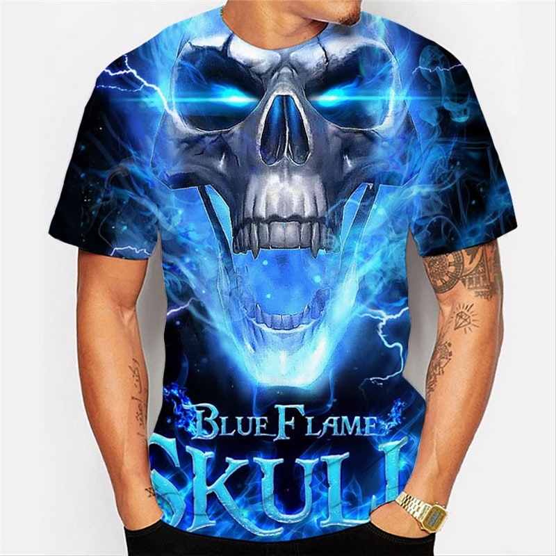 Grim Reaper Blue Fire Lightning Skull Custom Name All Over Print Baseball Jersey  Shirt