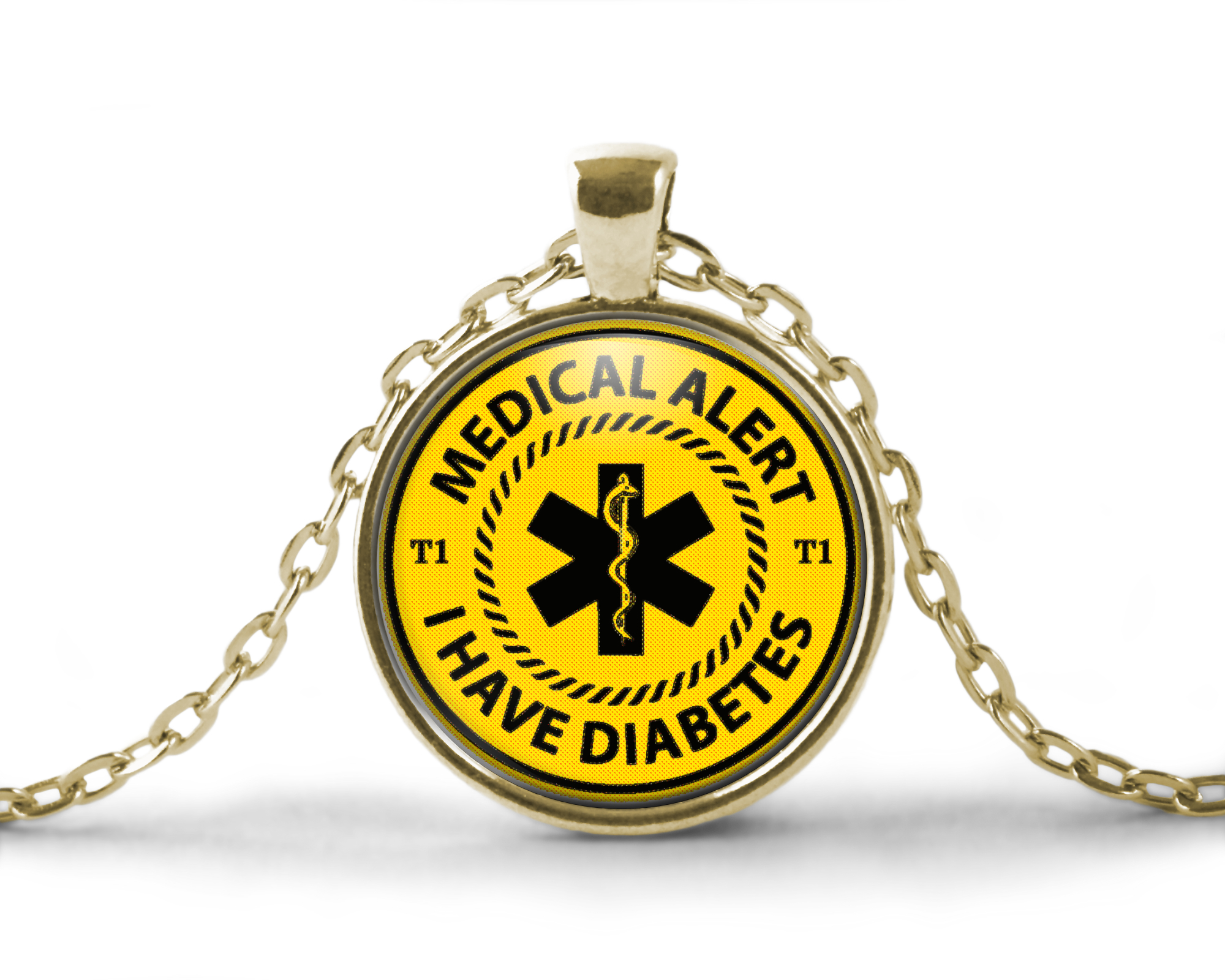 Type 1 Diabetes Medical id Necklace Kids, Men, Women Diabetic Medic