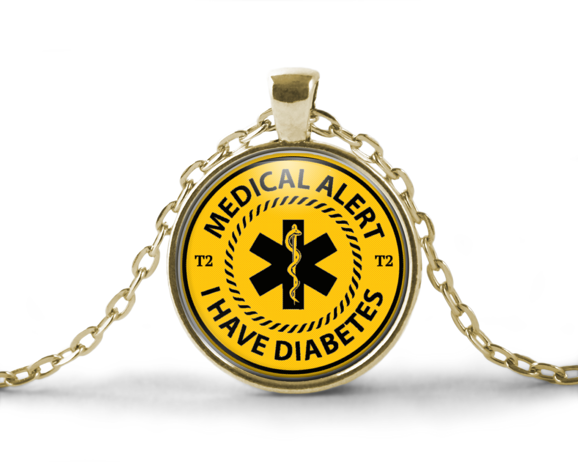 Type 2 Diabetes Medical id Necklace Kids, Men, Women Diabetic Medic