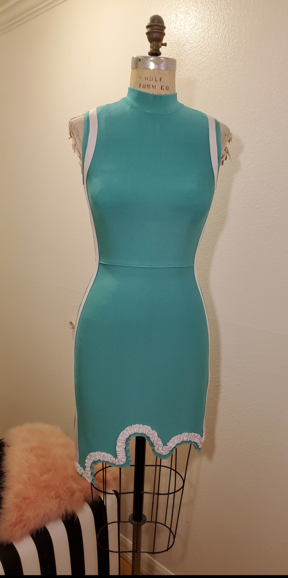 blue bandage dress wolf of wall street SHELL CORSET MINI DRESS IN LIGHT BLUE | CULT MIA main image 1