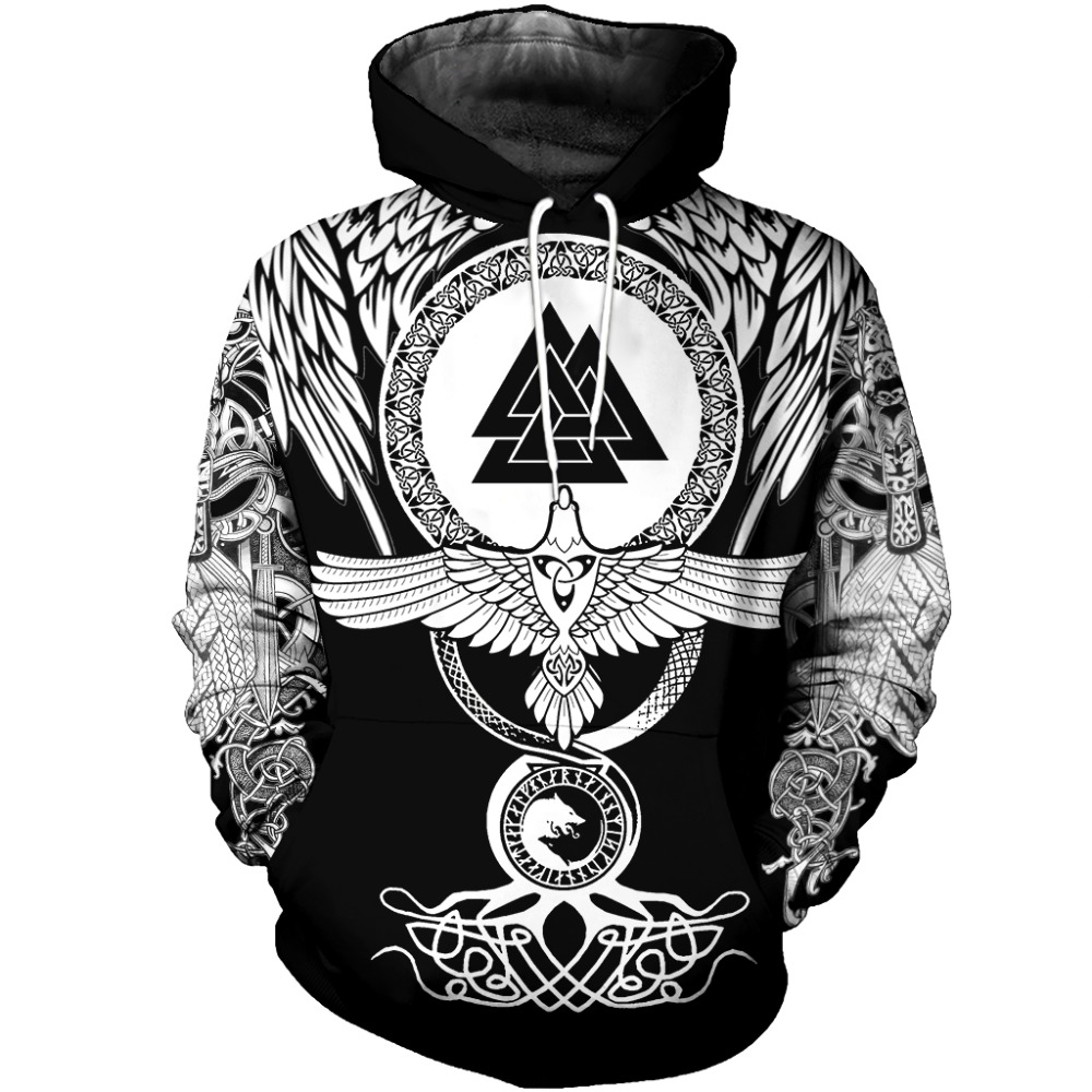 TticusC Mens Cassie 3D Ptinted Plus Velvet Hoodies Sweater Black
