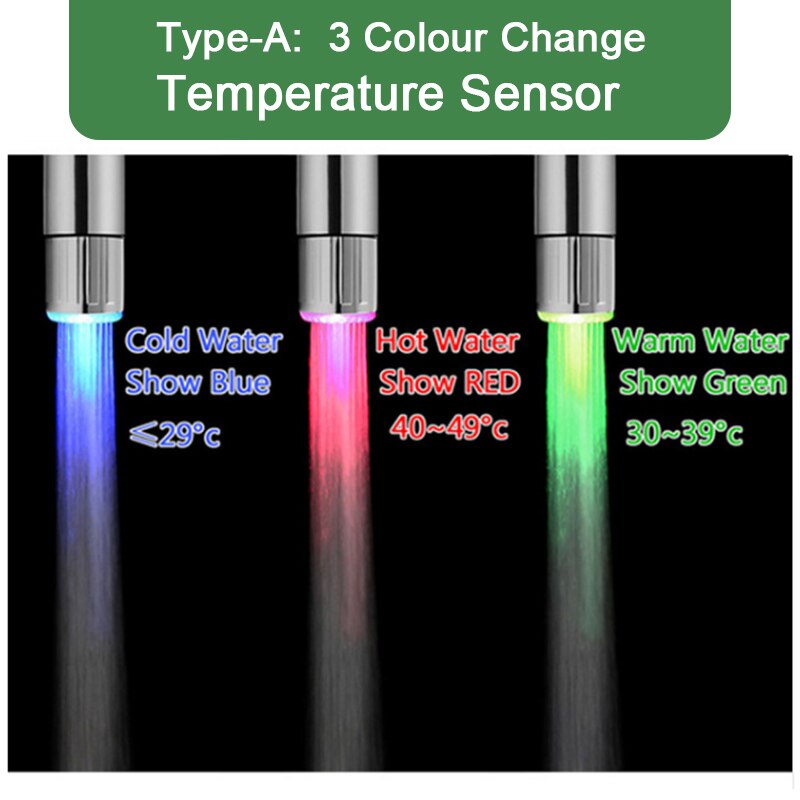 Color Changing LED Faucet Light - Temperature Sensor Tap For Kitchen & Bathroom