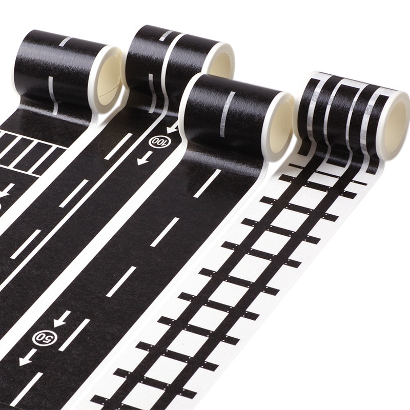 Black White Wide Railway Road Traffic Sticky Paper Tape for Kids toy Car Play LA 